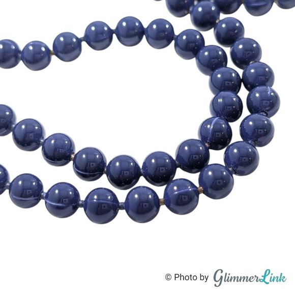 Vintage Oops A Daisy Deep Blue Enamel Gold Tone Beaded Necklace - Picture 5 of 11